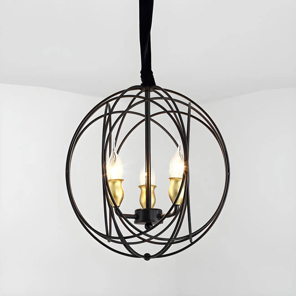 Black Metal Sphere Orb Modern Chandelier Light