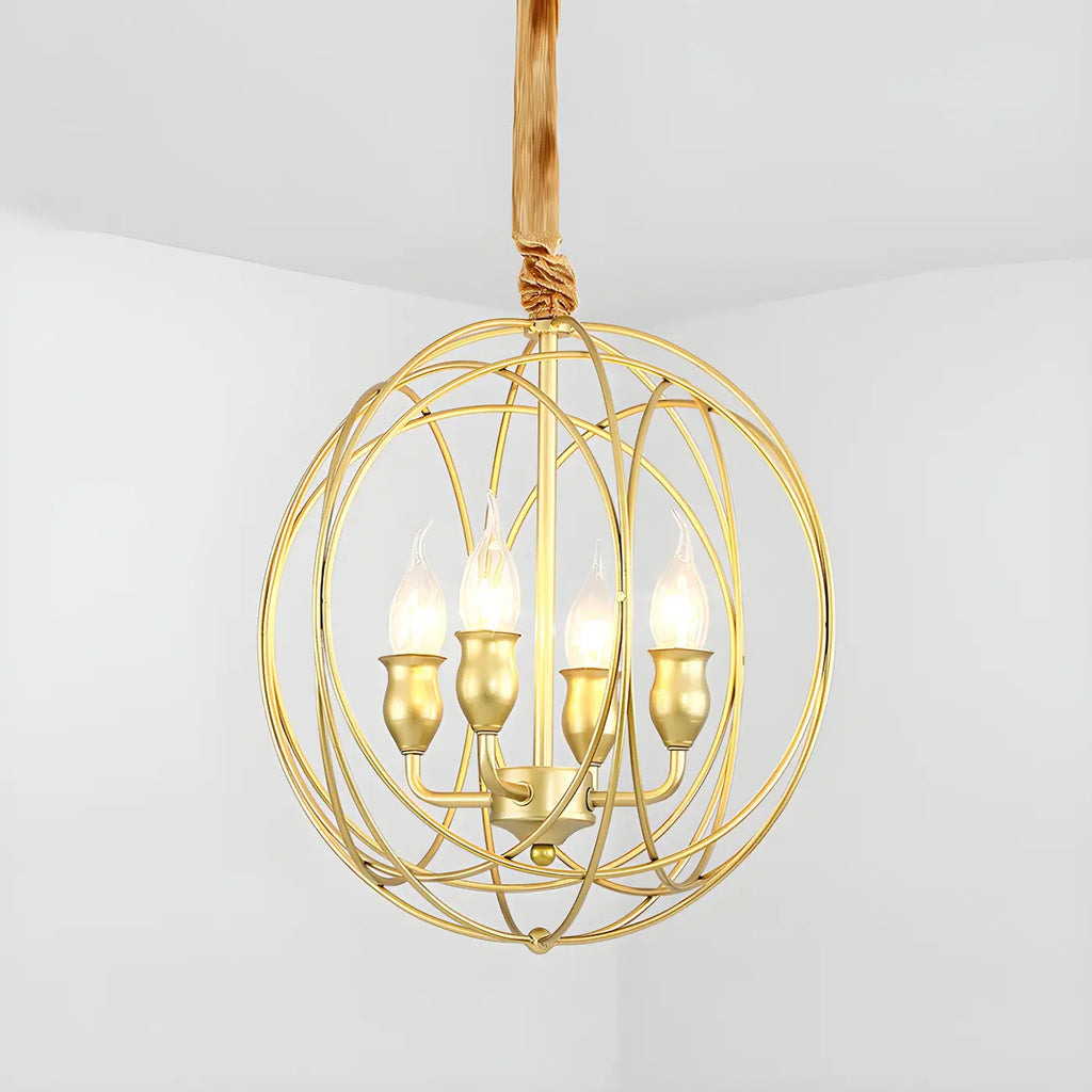 Black Metal Sphere Orb Modern Chandelier Light