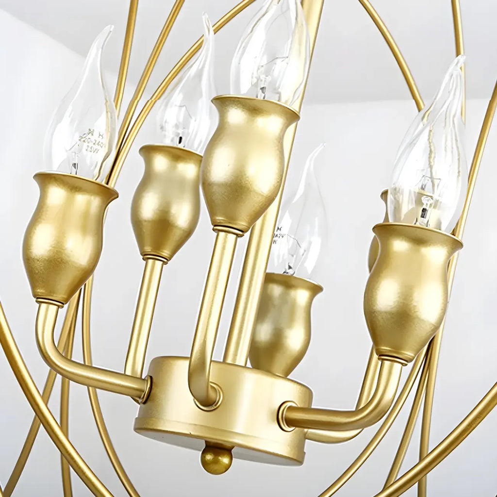 Black Metal Sphere Orb Modern Chandelier Light