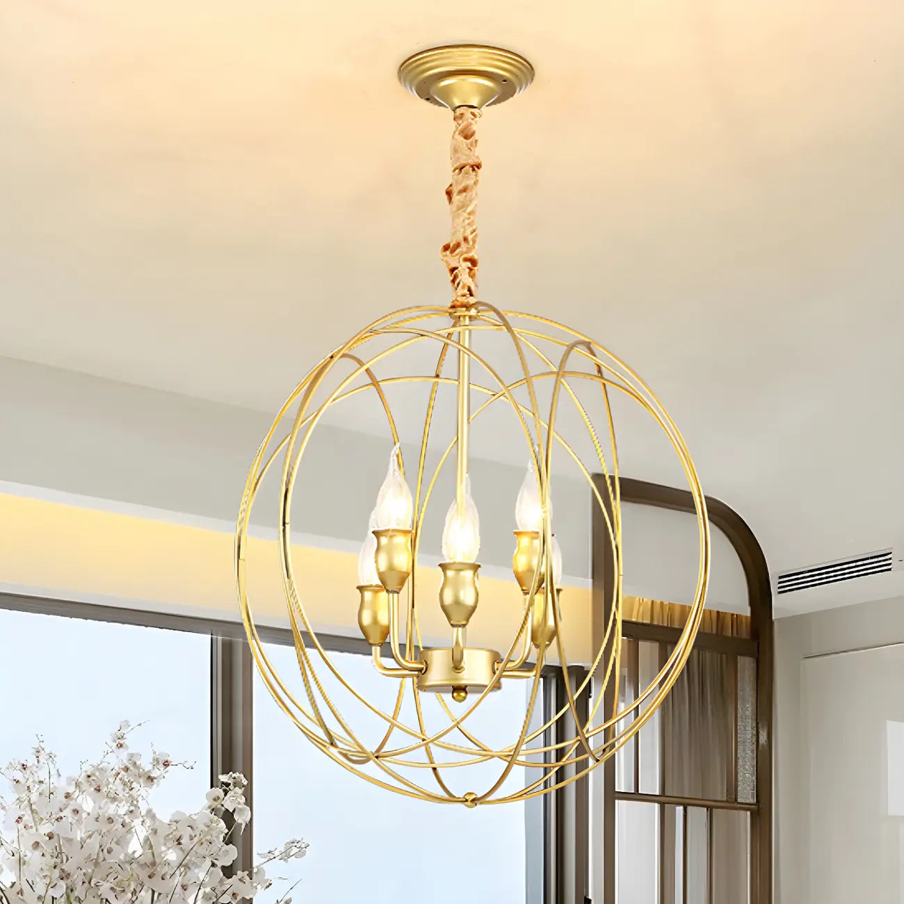 Black Metal Sphere Orb Modern Chandelier Light