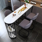 Modern Faux Marble Bar Table with Metal Frame for Kitchen