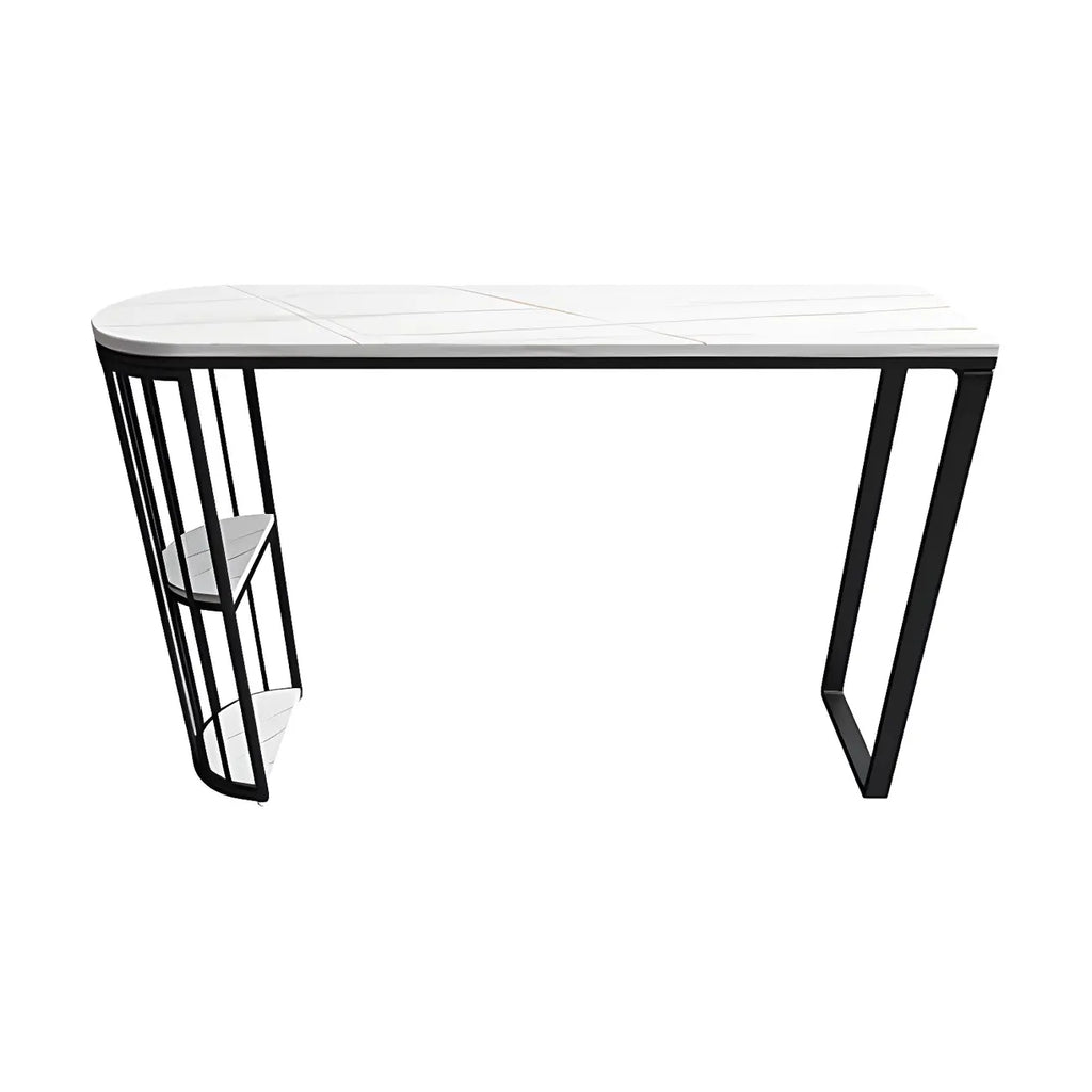 Modern Faux Marble Bar Table with Metal Frame for Kitchen