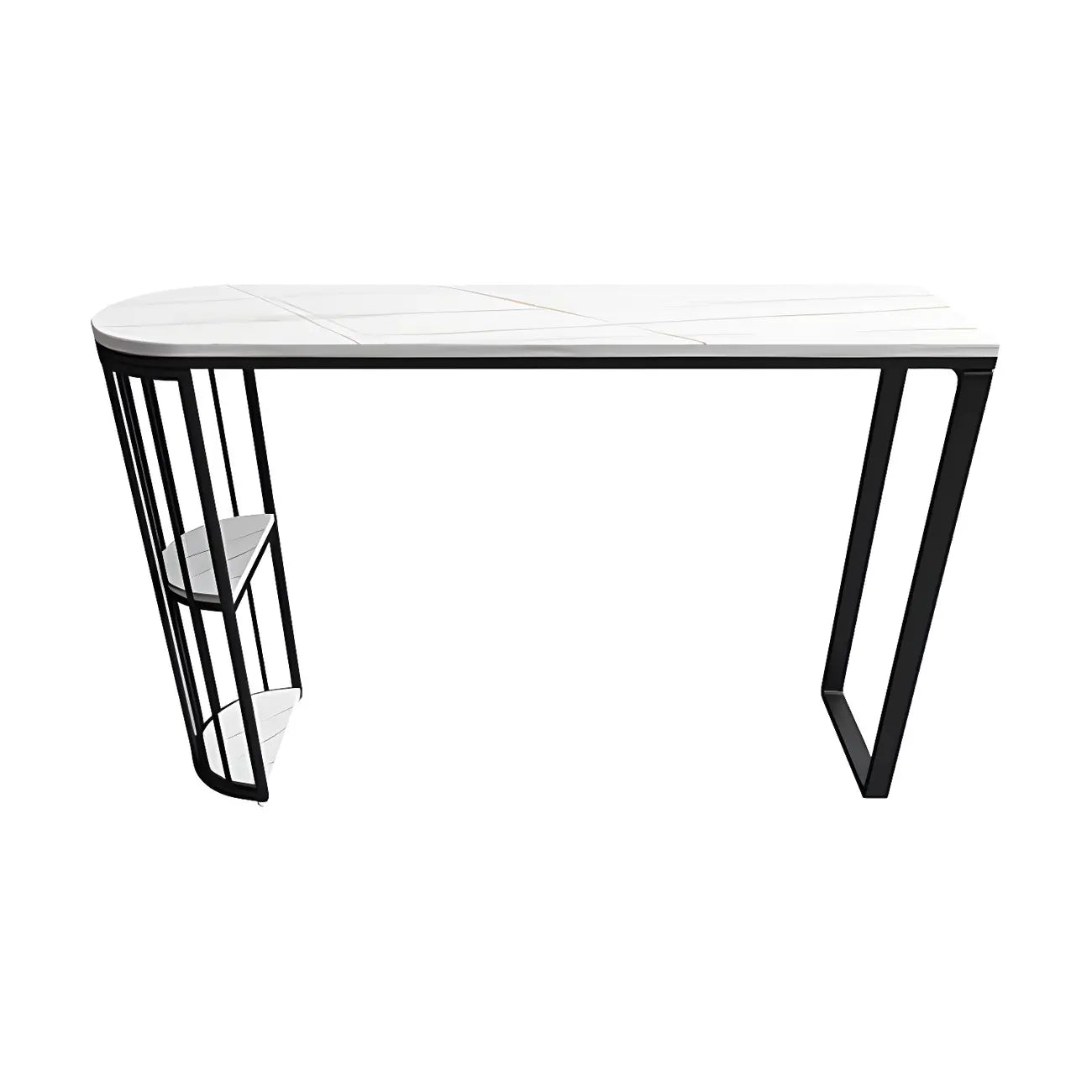 Modern Faux Marble Bar Table with Metal Frame for Kitchen