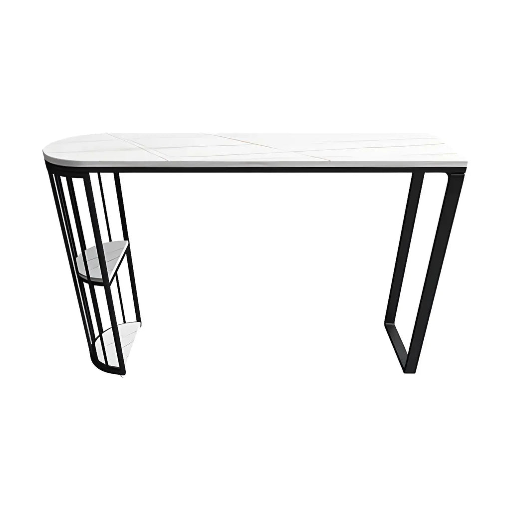 Modern Faux Marble Bar Table with Metal Frame for Kitchen