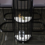 Modern Faux Marble Bar Table with Metal Frame for Kitchen