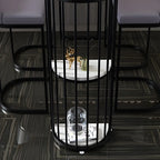 Modern Faux Marble Bar Table with Metal Frame for Kitchen