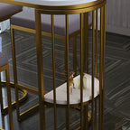 Modern Faux Marble Bar Table with Metal Frame for Kitchen