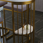 Modern Faux Marble Bar Table with Metal Frame for Kitchen