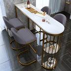 Modern Faux Marble Bar Table with Metal Frame for Kitchen