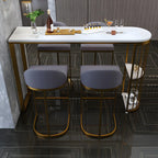 Modern Faux Marble Bar Table with Metal Frame for Kitchen