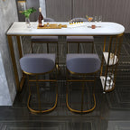 Modern Faux Marble Bar Table with Metal Frame for Kitchen
