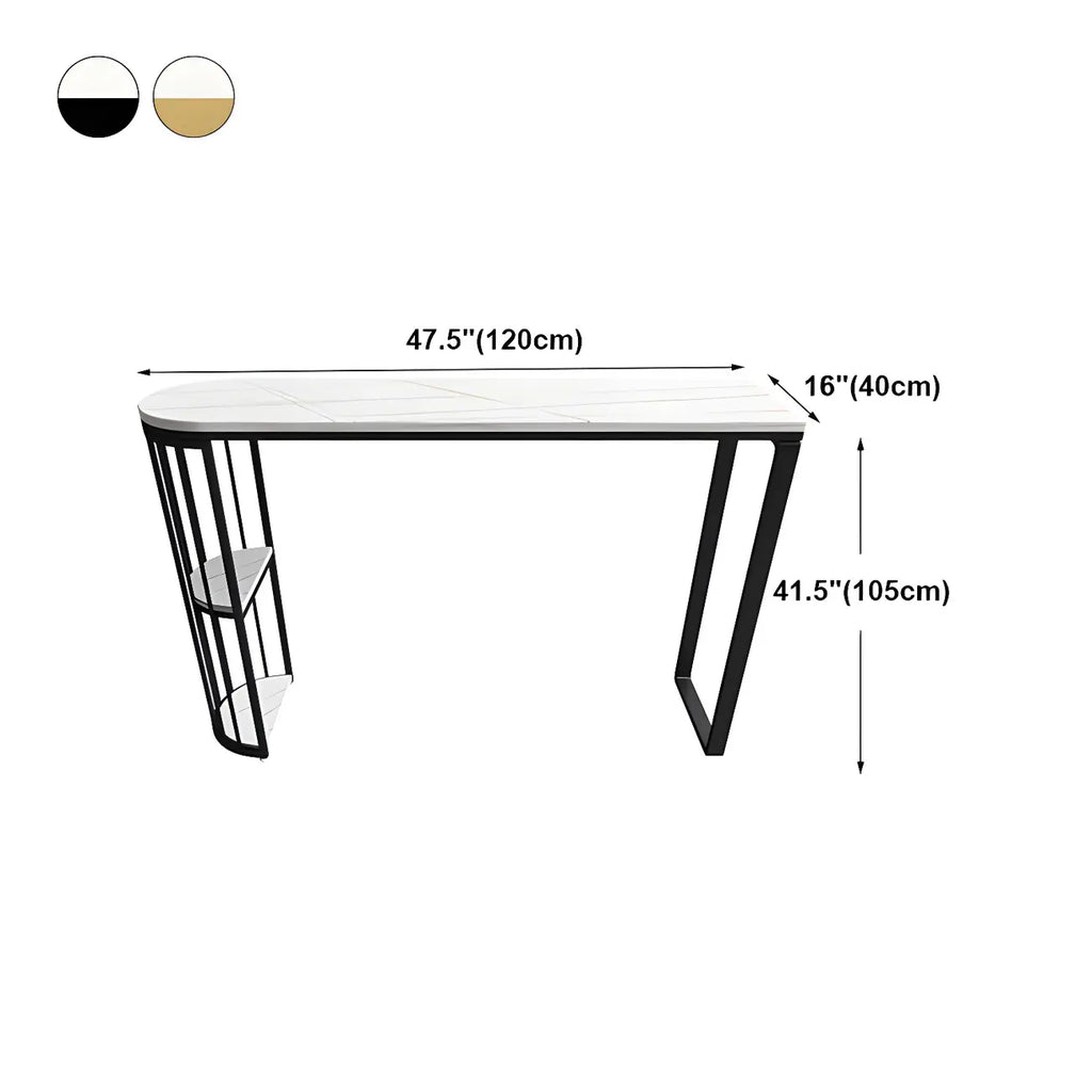 Modern Faux Marble Bar Table with Metal Frame for Kitchen
