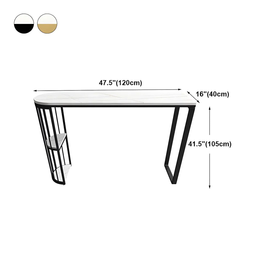 Modern Faux Marble Bar Table with Metal Frame for Kitchen