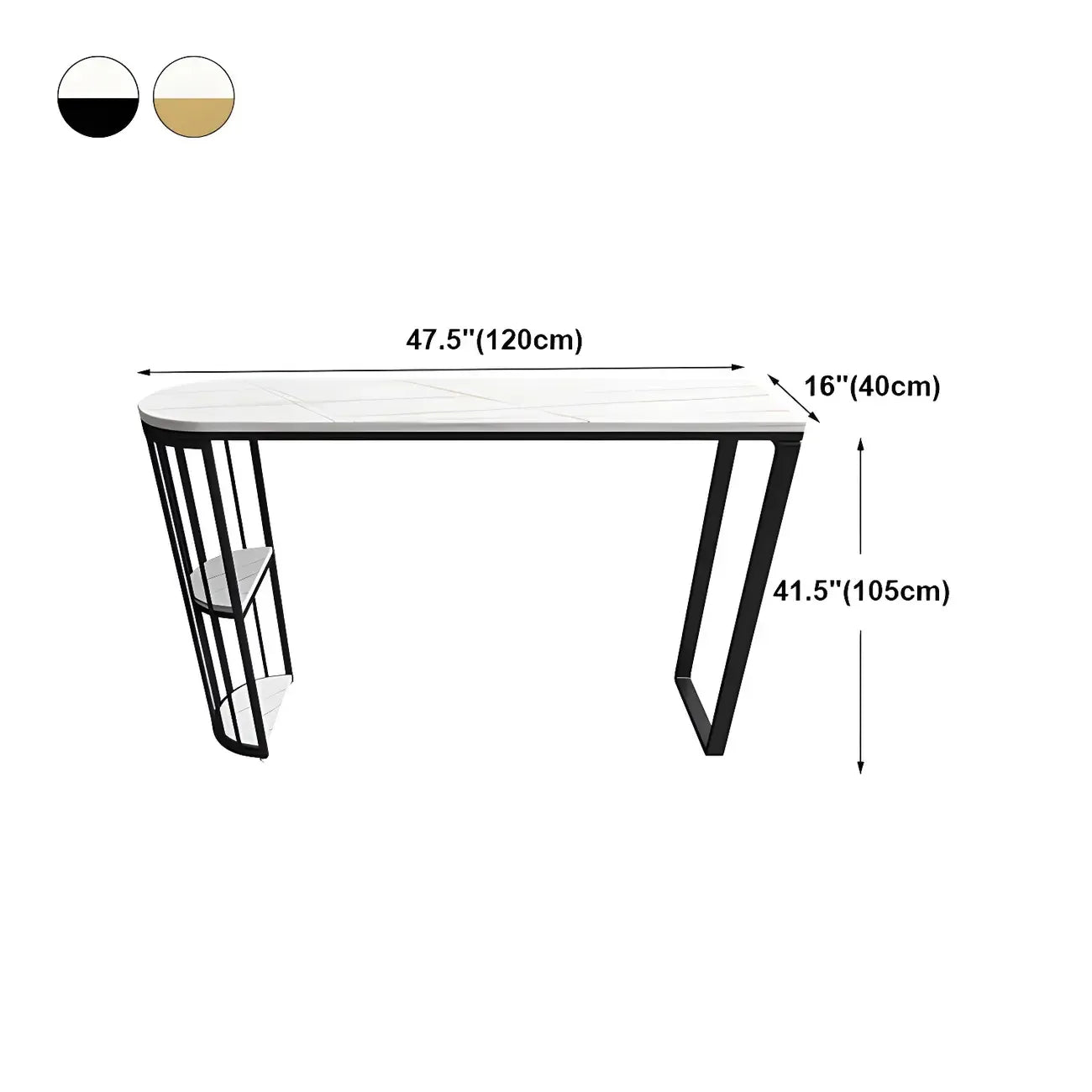 Modern Faux Marble Bar Table with Metal Frame for Kitchen