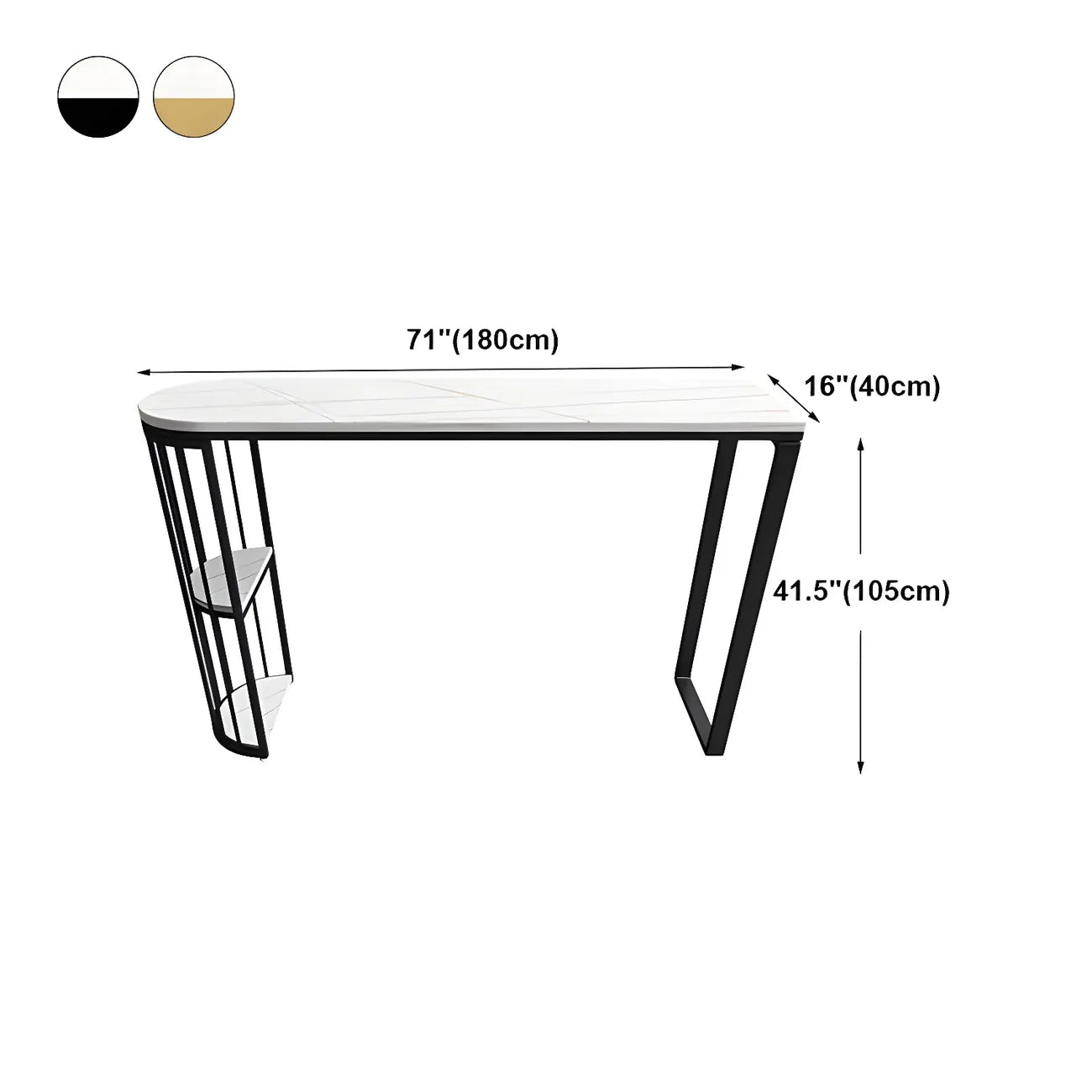 Modern Faux Marble Bar Table with Metal Frame for Kitchen