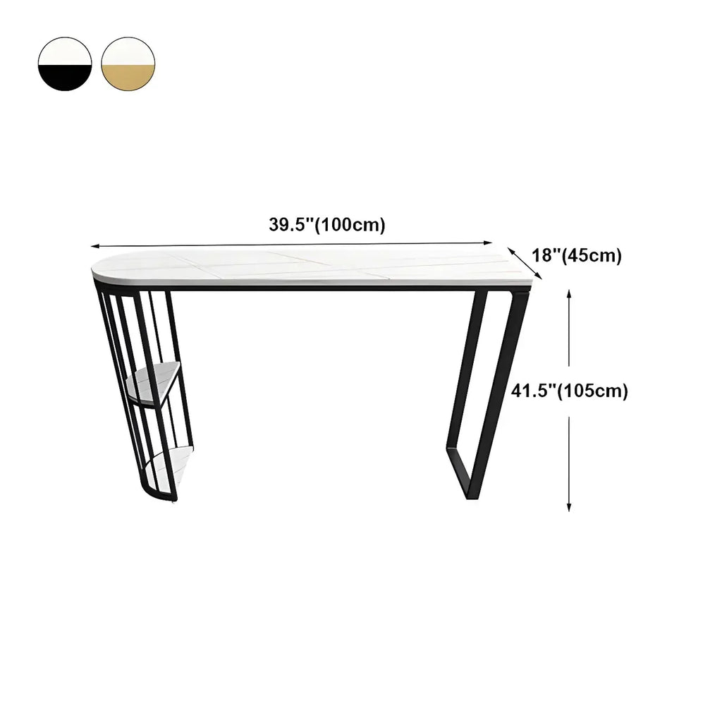 Modern Faux Marble Bar Table with Metal Frame for Kitchen