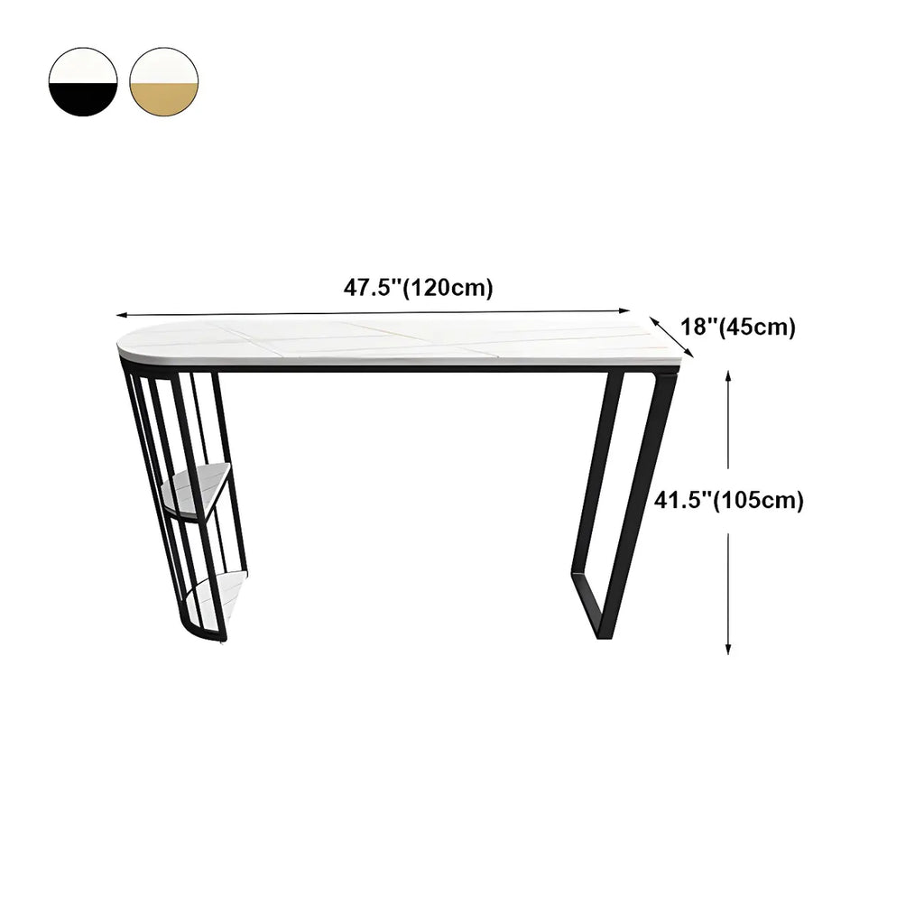 Modern Faux Marble Bar Table with Metal Frame for Kitchen
