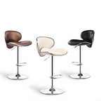 360° Swivel Faux Leather Bar Stools Adjustable Height Bucket Seat