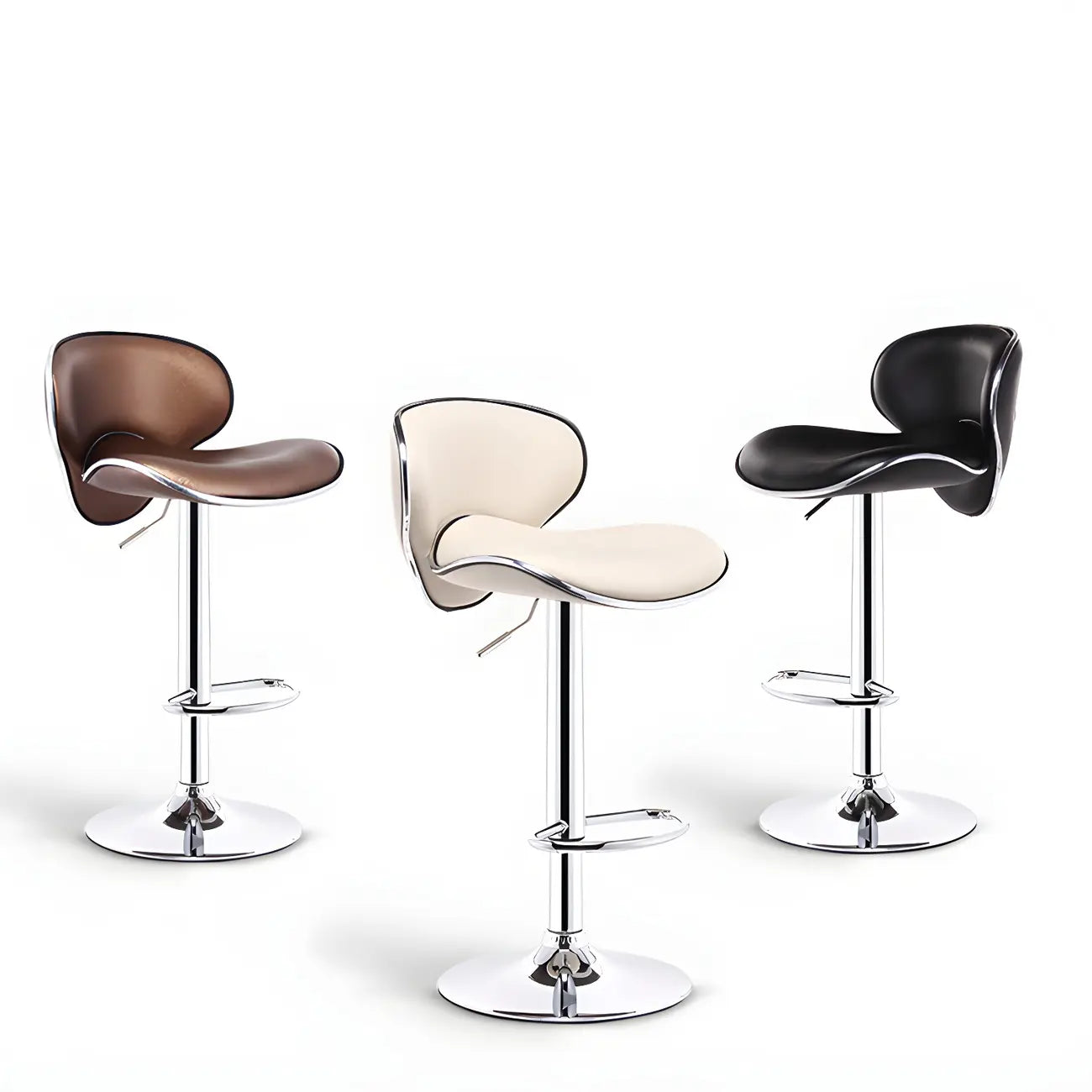 360° Swivel Faux Leather Bar Stools Adjustable Height Bucket Seat