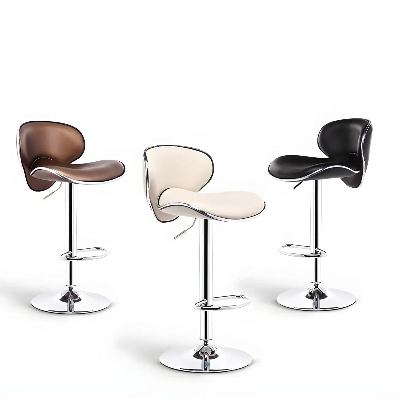 360° Swivel Faux Leather Bar Stools Adjustable Height Bucket Seat
