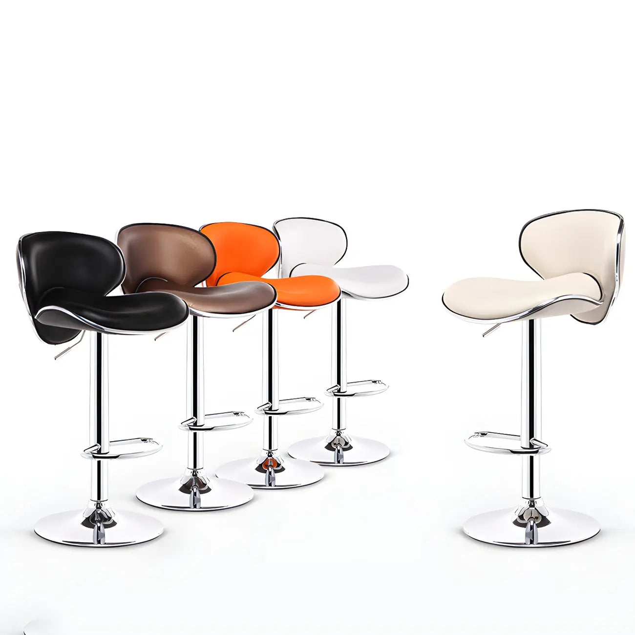 360° Swivel Faux Leather Bar Stools Adjustable Height Bucket Seat