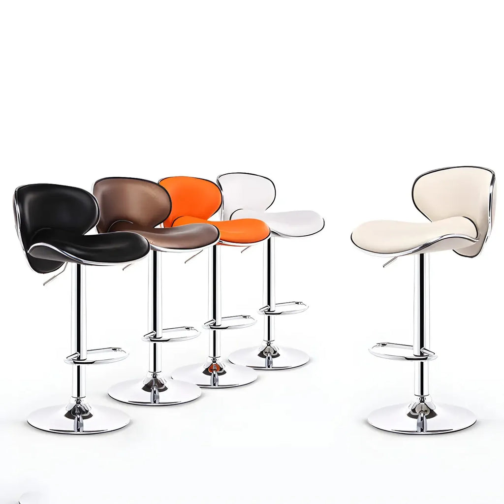 360° Swivel Faux Leather Bar Stools Adjustable Height Bucket Seat