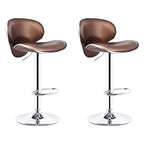 360° Swivel Faux Leather Bar Stools Adjustable Height Bucket Seat