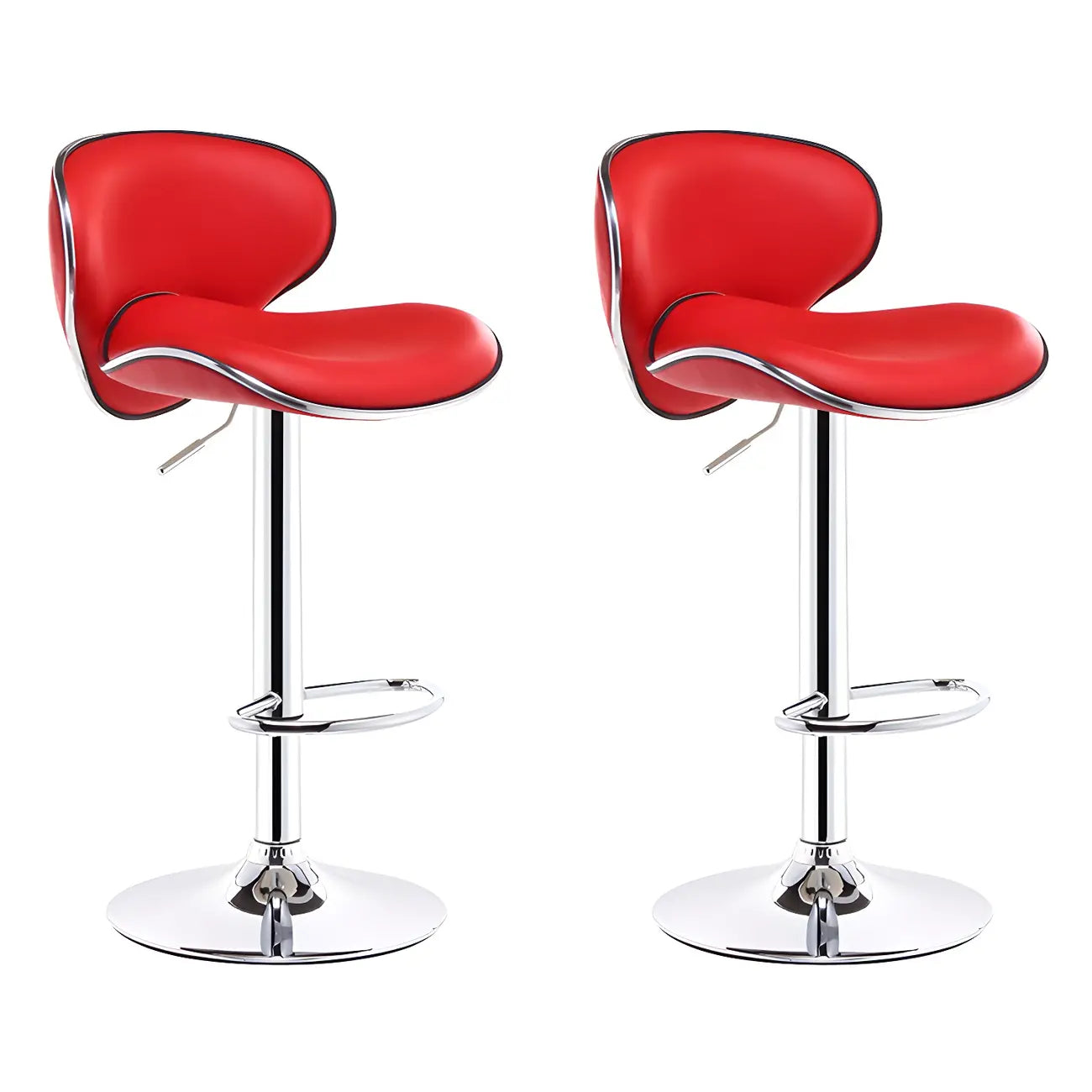 360° Swivel Faux Leather Bar Stools Adjustable Height Bucket Seat