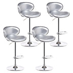 360° Swivel Faux Leather Bar Stools Adjustable Height Bucket Seat
