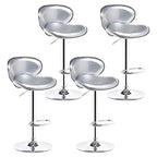360° Swivel Faux Leather Bar Stools Adjustable Height Bucket Seat