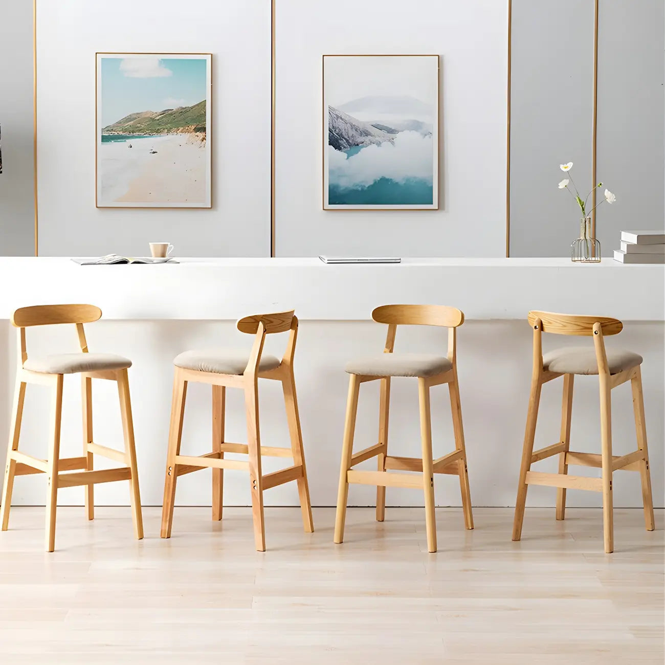 Modern Wood Comfort-Enhanced Minimalist Bar Stool