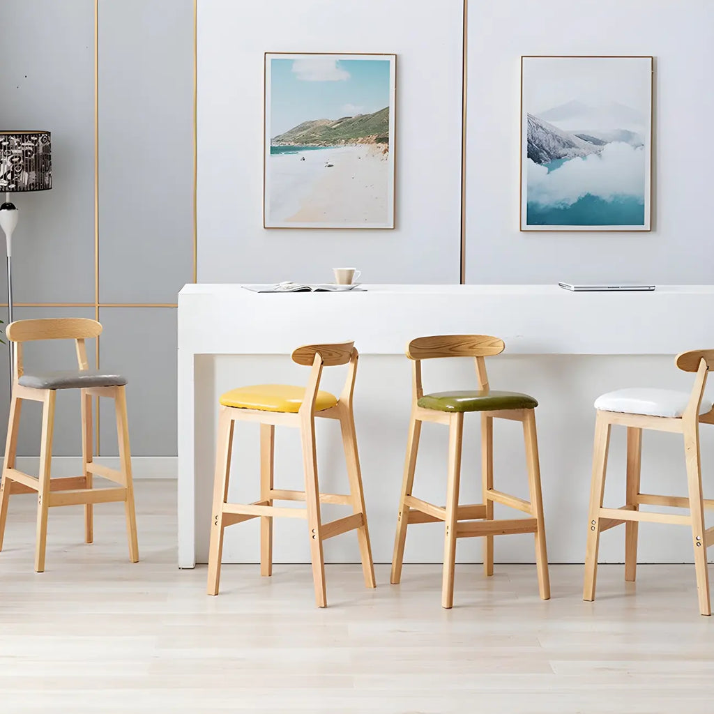 Modern Wood Comfort-Enhanced Minimalist Bar Stool