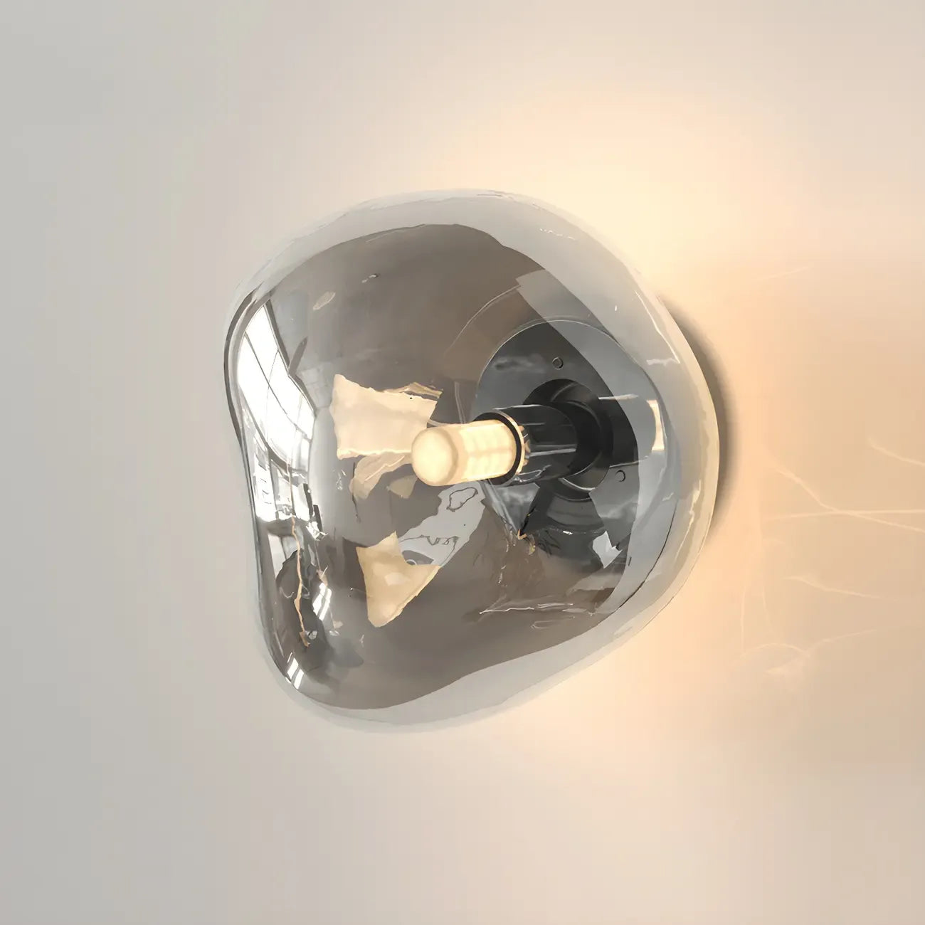 Art Deco Mirrored Glass Rock Shape LED Wall Sconce