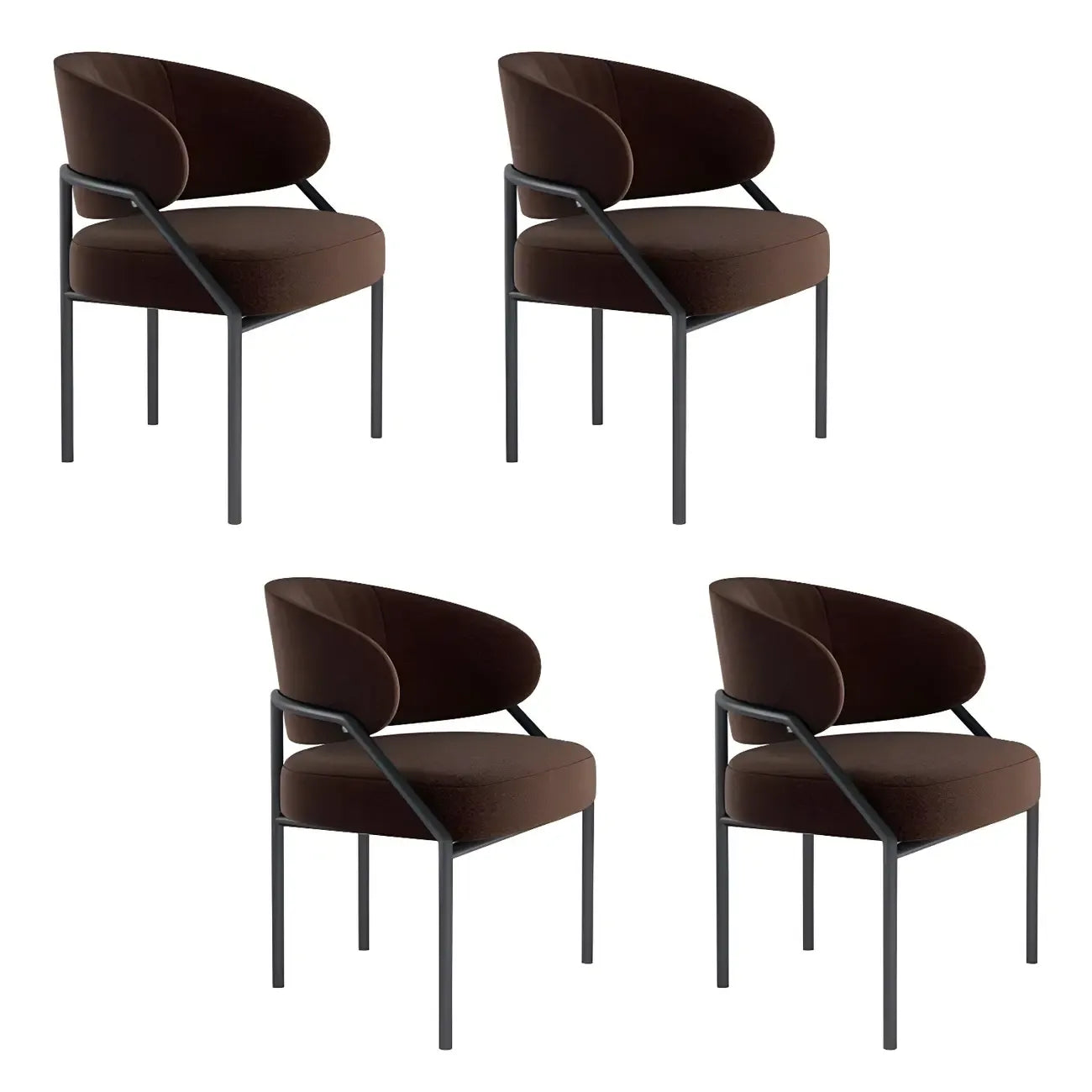 Contemporary Gray Upholstered Dining Chair Metal Frame