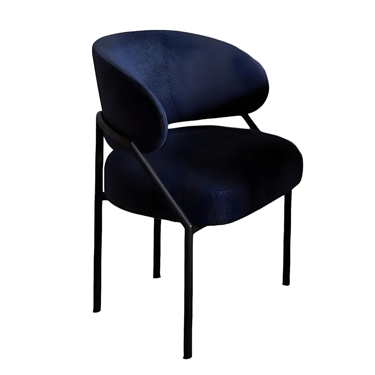 Contemporary Gray Upholstered Dining Chair Metal Frame