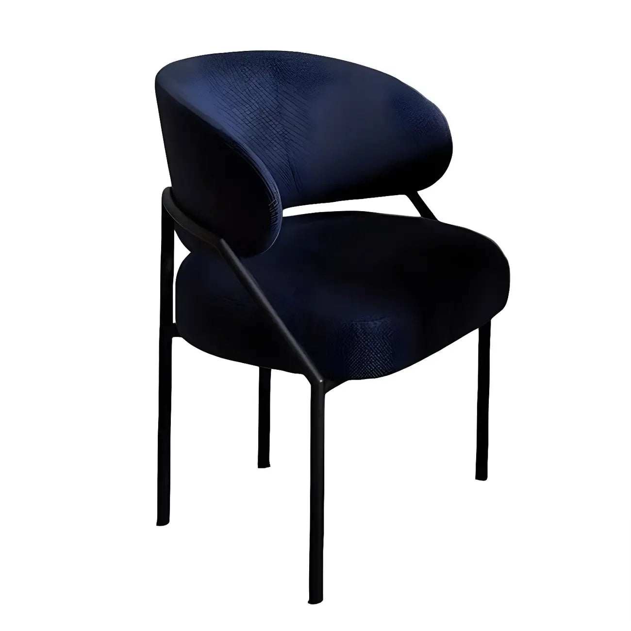 Contemporary Gray Upholstered Dining Chair Metal Frame