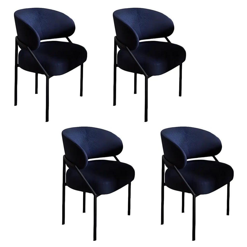 Contemporary Gray Upholstered Dining Chair Metal Frame