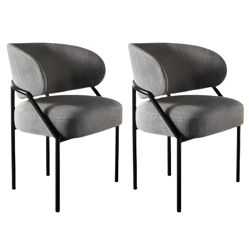 Contemporary Gray Upholstered Dining Chair Metal Frame