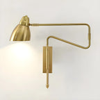 Modern Brass Black Adjustable Swing Arm Wall Light