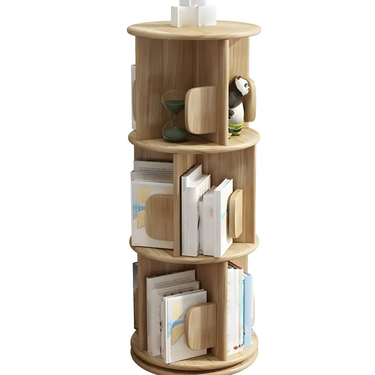 Rotatable Modern Solid Wood Geometric Display Bookcase