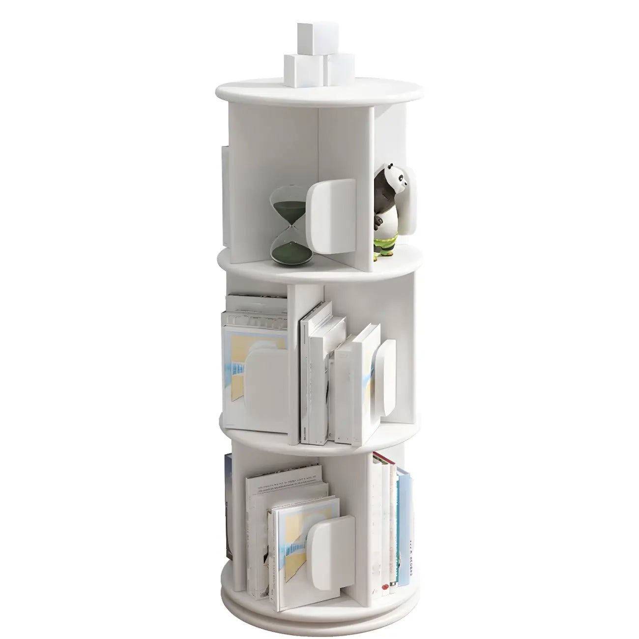 Rotatable Modern Solid Wood Geometric Display Bookcase