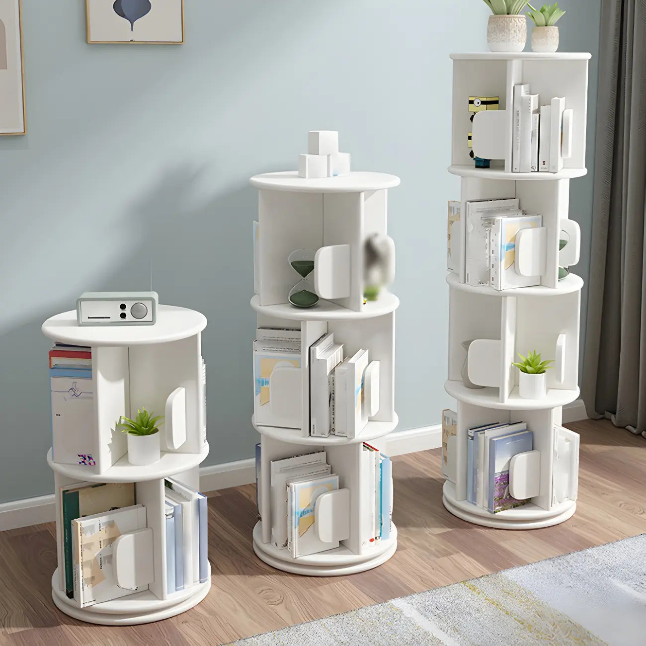 Rotatable Modern Solid Wood Geometric Display Bookcase