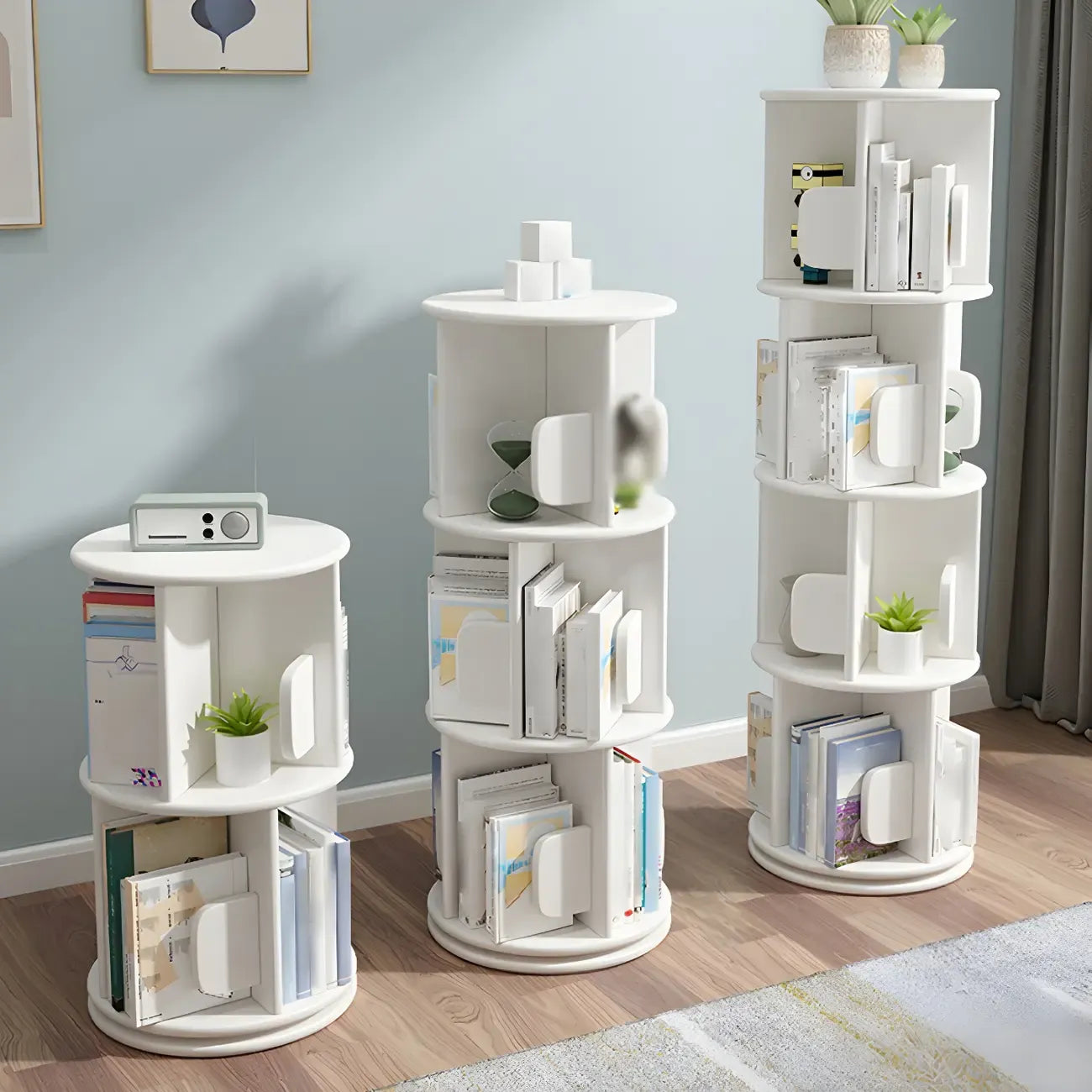 Rotatable Modern Solid Wood Geometric Display Bookcase