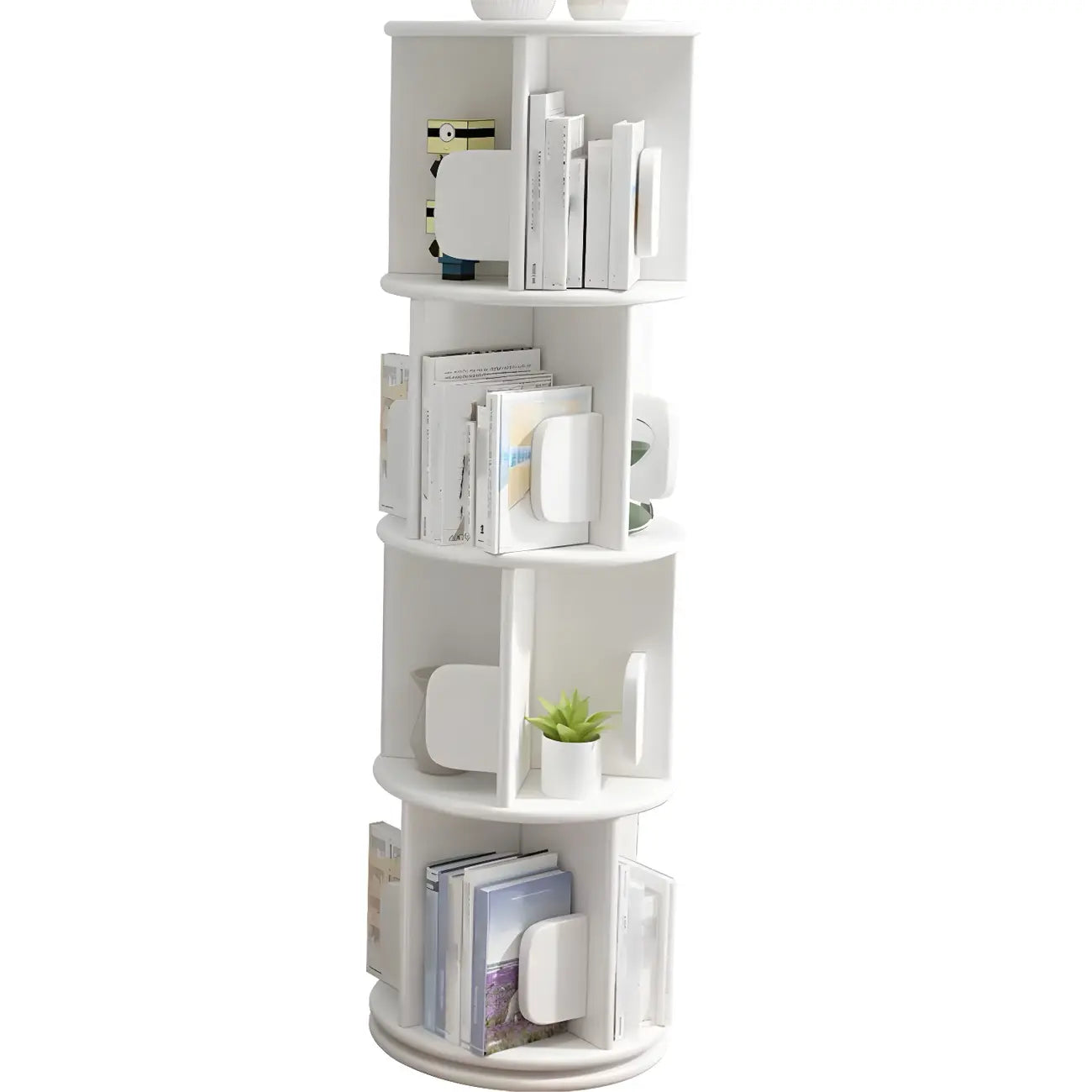 Rotatable Modern Solid Wood Geometric Display Bookcase