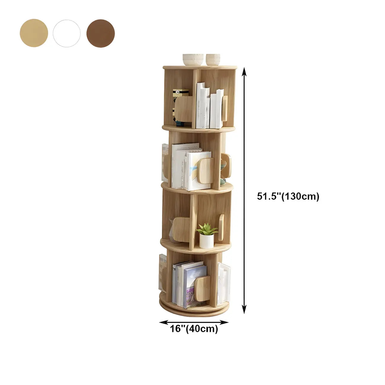 Rotatable Modern Solid Wood Geometric Display Bookcase