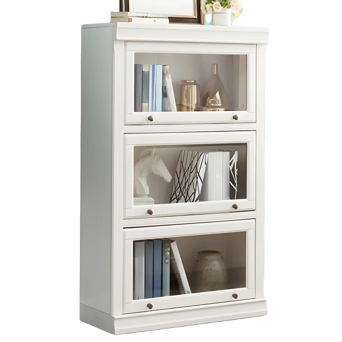 3-Tier Contemporary White Wooden Vertical Bookcase