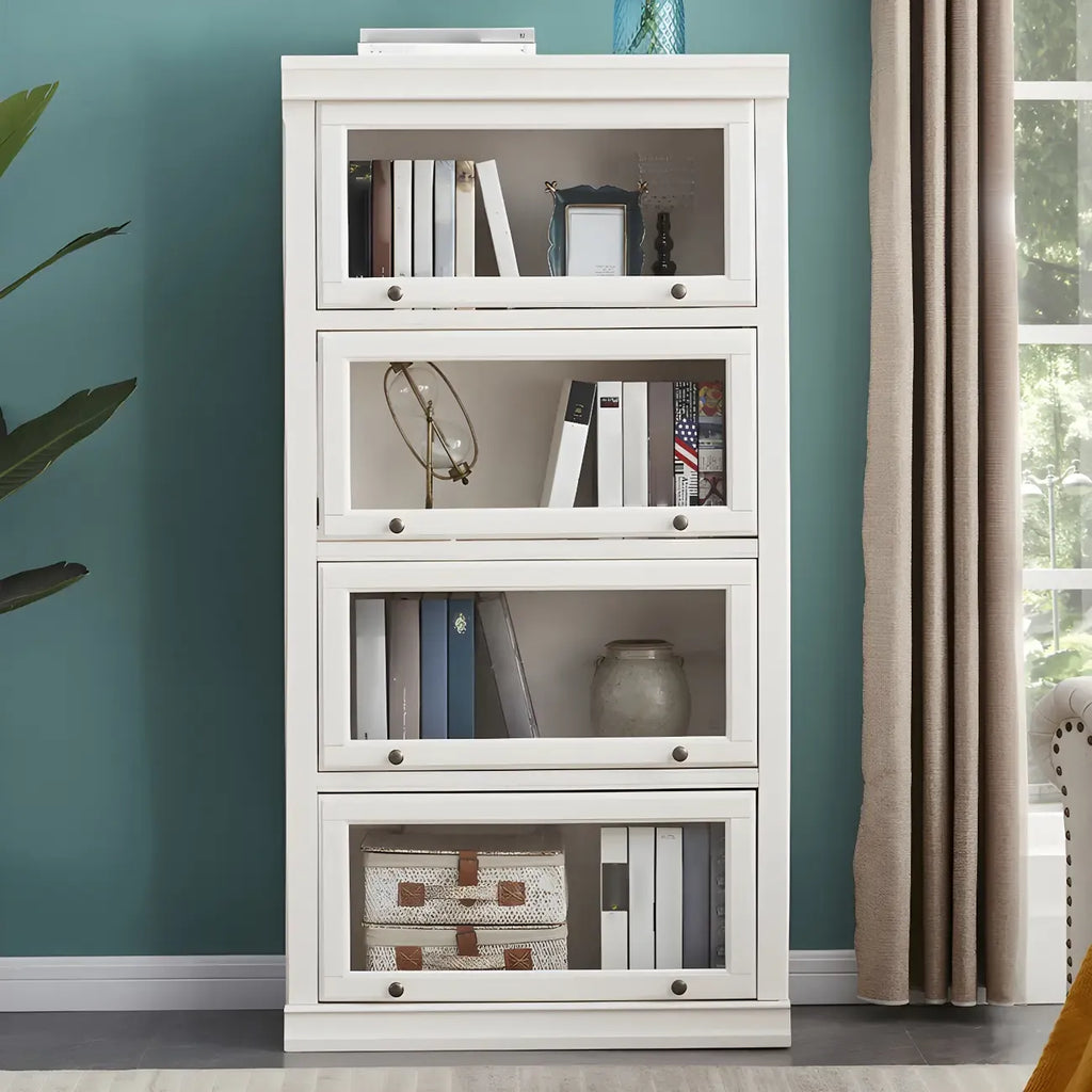 3-Tier Contemporary White Wooden Vertical Bookcase