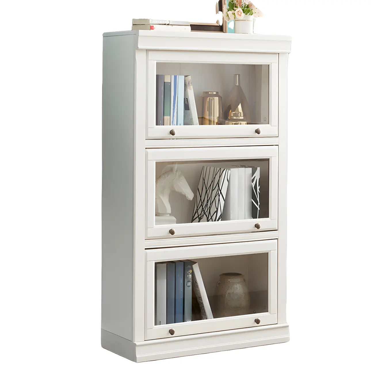 3-Tier Contemporary White Wooden Vertical Bookcase