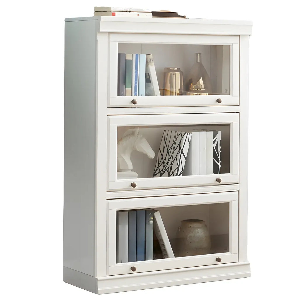 3-Tier Contemporary White Wooden Vertical Bookcase