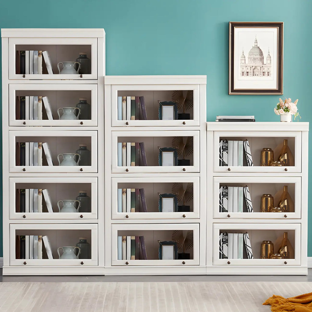 3-Tier Contemporary White Wooden Vertical Bookcase